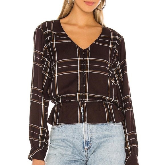 Jasper Button Front Blouse in New Romantic Plaid - Picture 2 of 5
